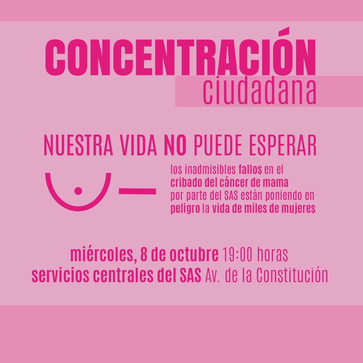 🔴Mañana nos sumamos a la concentración en en protesta por los inaceptables fallos en el cribado del cáncer de mama

👉🏼La privatización de Moreno Bonilla está poniendo en peligro la vida de miles de mujeres

ÚNETE!
🗓️ 8 de octubre
🕖 19:00 horas
📍Av. de la Constitución