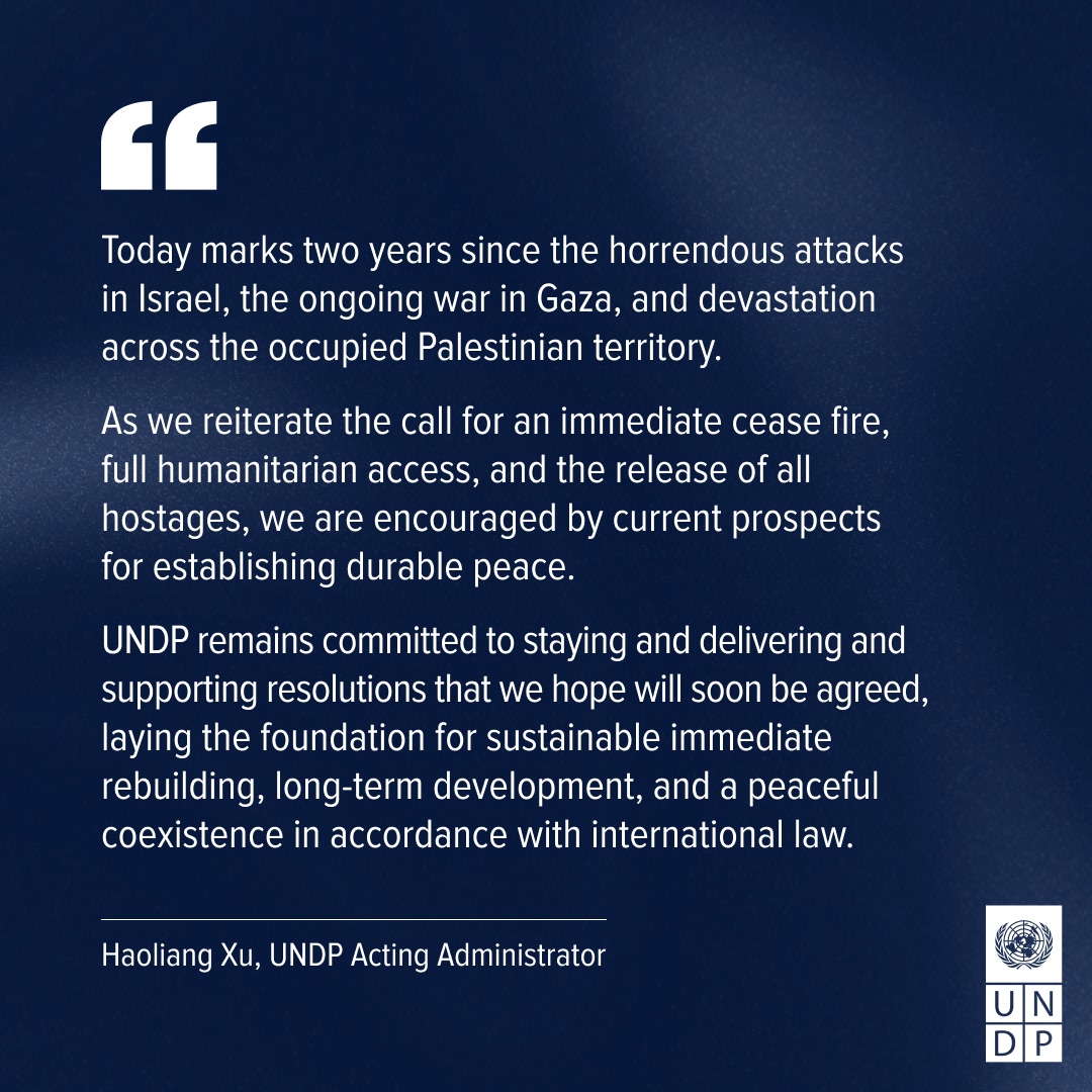 Today marks two years since the horrendous attacks in Israel and the ongoing devastation in Gaza.

We must have a full release of all hostages, full humanitarian access, and a ceasefire now.