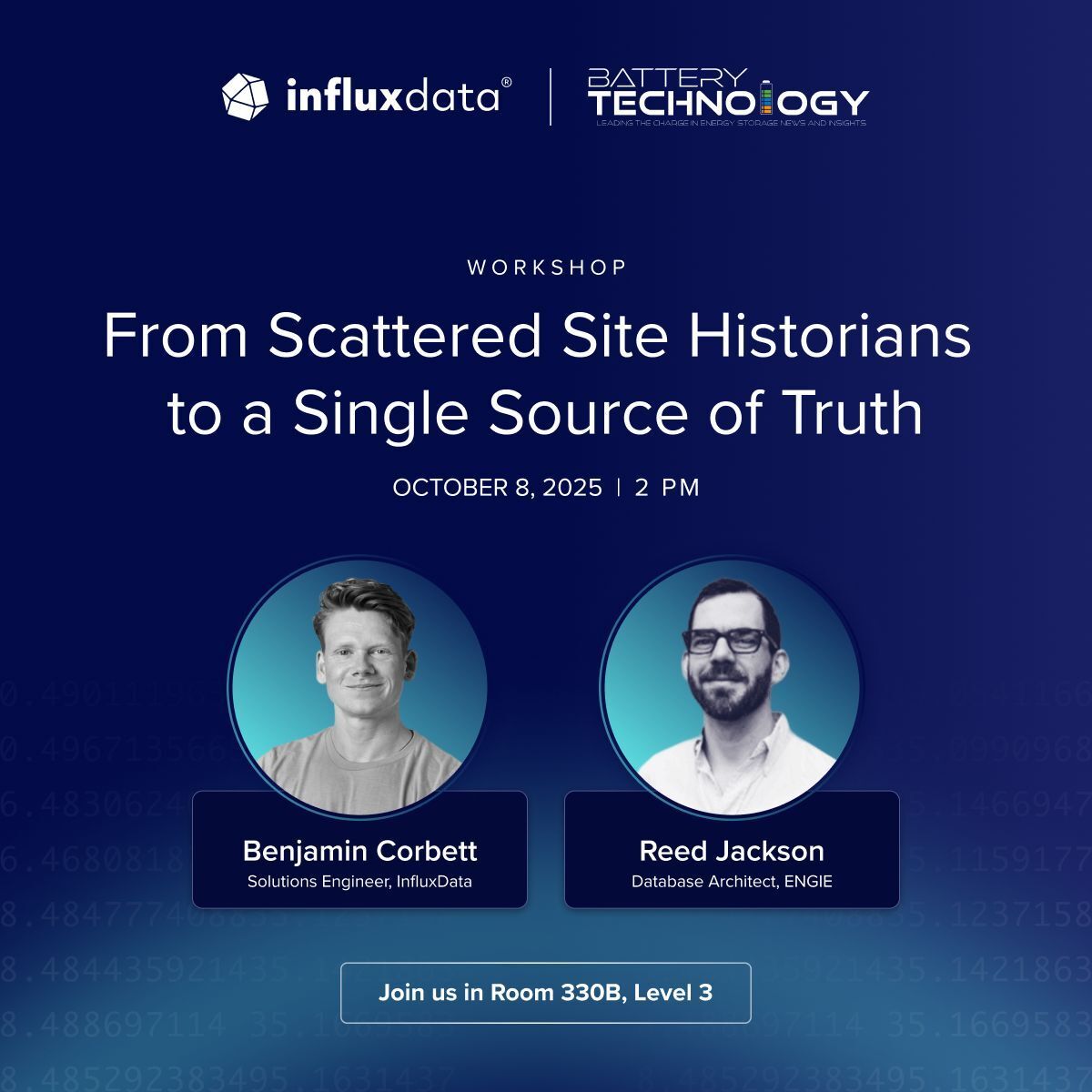 fogoros's tweet image. Heading to #TheBatteryShow in Detroit?
Don’t miss @InfluxDB’s session on breaking down data silos across industrial sites.
Oct 8 | 2 PM | Room 330B
Let’s talk time-series, scalability, and the path to a single source of truth.
buff.ly/AoSdWaL #sponsored #influxdata_iiot