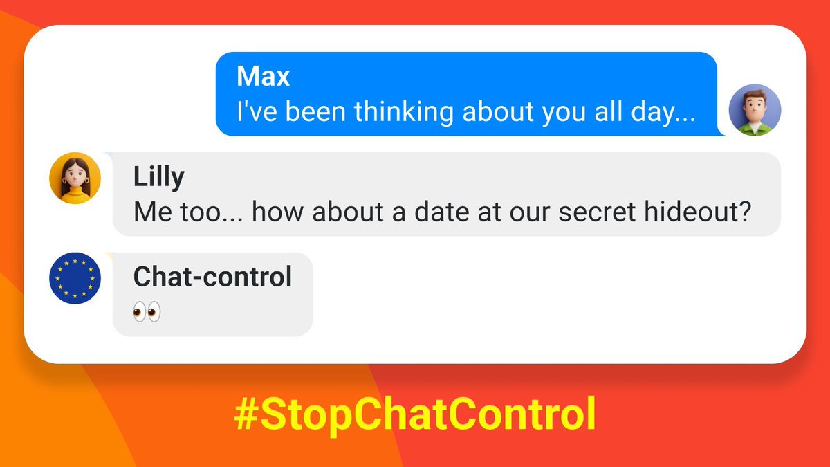MurenaCom's tweet image. The EU wants to know what you do when nobody’s watching.

What chat control means: 

❌ Breaks encryption: Weakens security
❌ Mass surveillance: Scans everyone’s messages
❌ Government abuse: Risk of applying to minor suspicions

👉 fightchatcontrol.eu

#StopChatControl