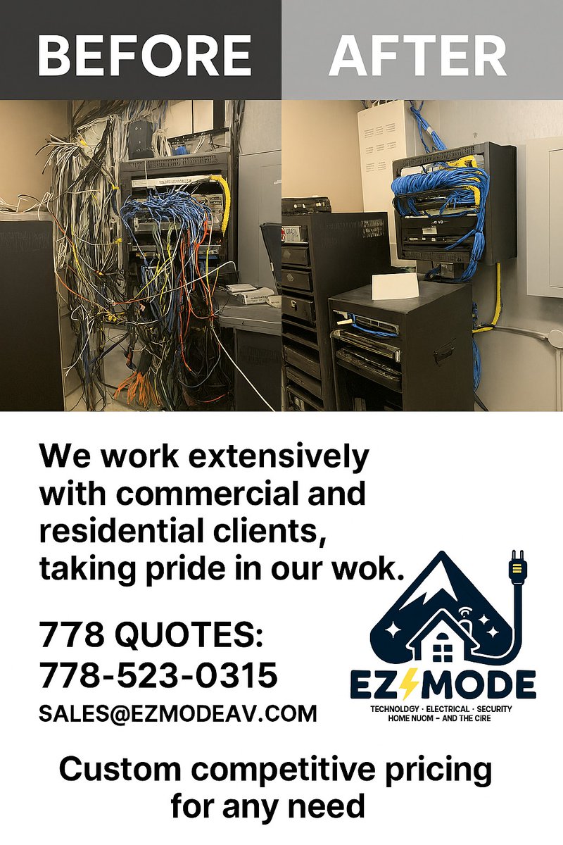 EZModeAV's tweet image. 🔥 Before &amp;amp; After: Professional Network Rack Cleanup
This is what happens when you trust EZ Mode with your tech infrastructure! We take messy, tangled setups and turn them into clean, organized, and efficient systems.

#EZMode #NetworkingSolutions #SupportLocal  #CableManagement