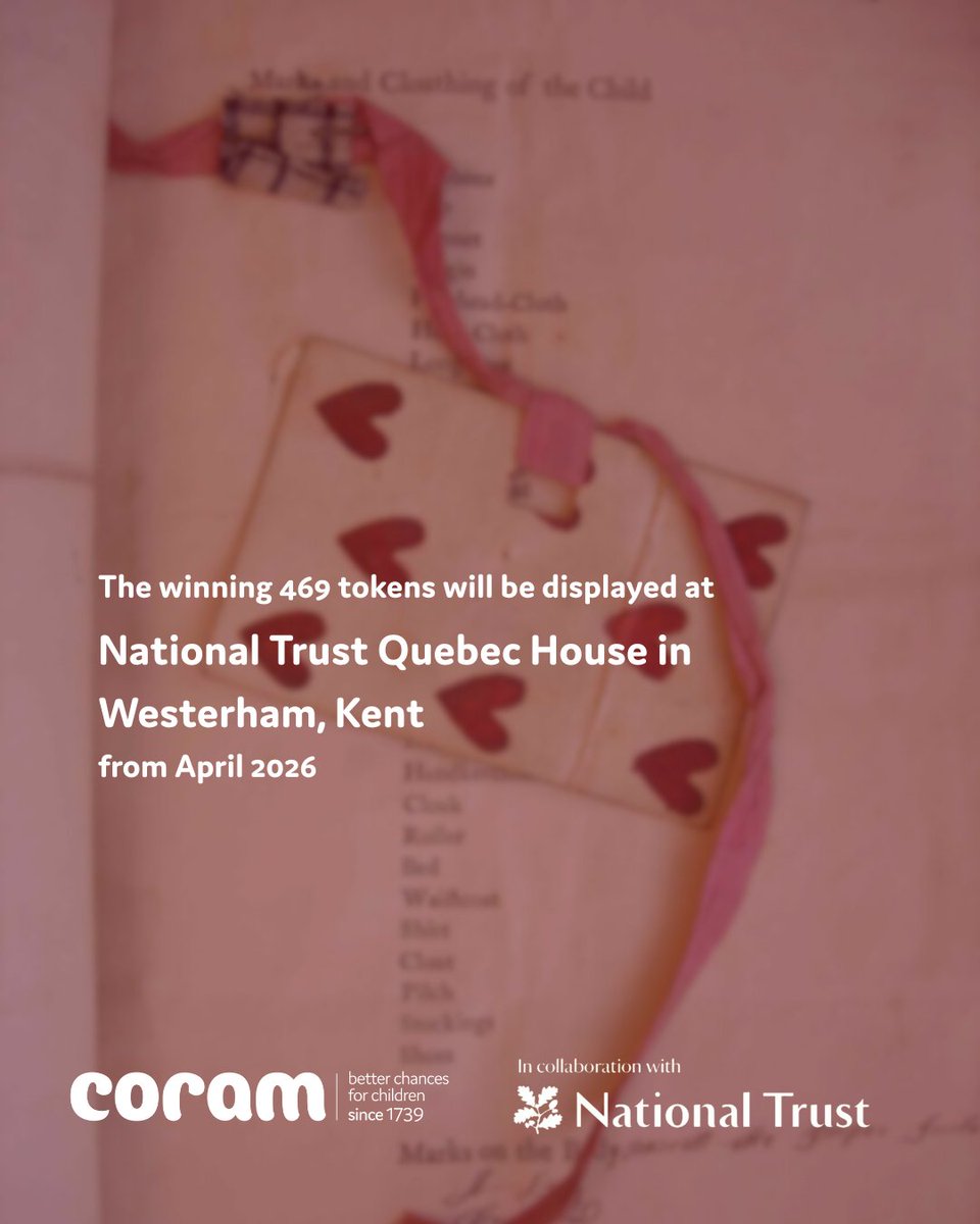 Coram's tweet image. A Token Speaks a Thousand Words
Opening today, the National Trust × Coram competition invites children aged 4–11 to design fabric tokens honouring the 469 children of the Westerham Foundling Hospital.

Learn more: coram.org.uk/national-trust…

#Coram #NationalTrust #SCARF #WeAreCoram