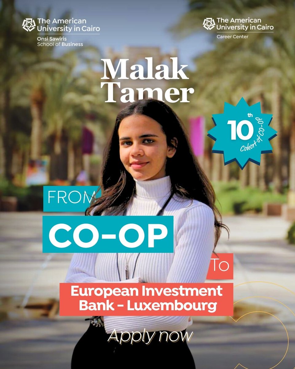 AUC_Business's tweet photo. Fast-track your career with AUC’s CO-OP Program!
No more graduation delay! Combine CO-OP with the Business 360 course (3cr) for a seamless academic journey.

Apply by: October 19
Cohort 10: Feb 1, 2026 - July 30, 2026
Registration link: https://t.co/0Tr7ZOX29T

#AUCCoOp https://t.co/EDwrHgcJRp
