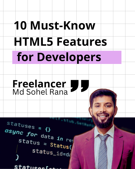 dev_sohel07's tweet image. 10 Must-Know HTML5 Features for Developers (2025)

1️⃣ Semantic Elements
2️⃣ Audio/Video Tags
3️⃣ Canvas API
4️⃣ Local Storage
5️⃣ Geolocation API
6️⃣ Responsive Images
7️⃣ Form Enhancements
8️⃣ Web Workers
9️⃣ Offline Support
🔟 Drag &amp;amp; Drop API

#HTML5 #WebDevelopment #MdSohelRana