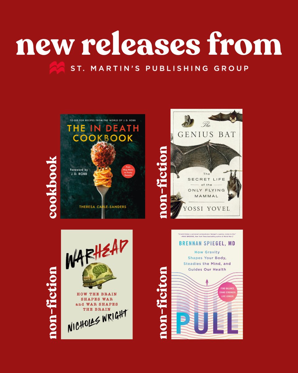 StMartinsPress's tweet image. Happy #PubDay! New this week:

🏙️ DEAR NEW YORK
🚙 THE HITCHHIKERS
🐝 ATLAS OF UNKNOWABLE THINGS
🌺 OVERDUE
😈 DEALING WITH A DESPERATE DEMON
🌊 MIRAGE CITY
🍽️ IN DEATH COOKBOOK
🦇 THE GENIUS BAT
🪖 WARHEAD
🌎 PULL

Out now in #paperback:

📖 ROUGH PAGES