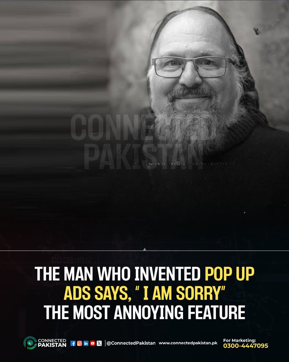 ConnectedPak's tweet image. He invented pop-up ads… then apologized to the world.
Ethan Zuckerman created the first pop-up ad to help advertisers — not realizing it would become the internet’s most hated feature. #TechHistory #PopUpAds #Innovation #ConnectedPakistan