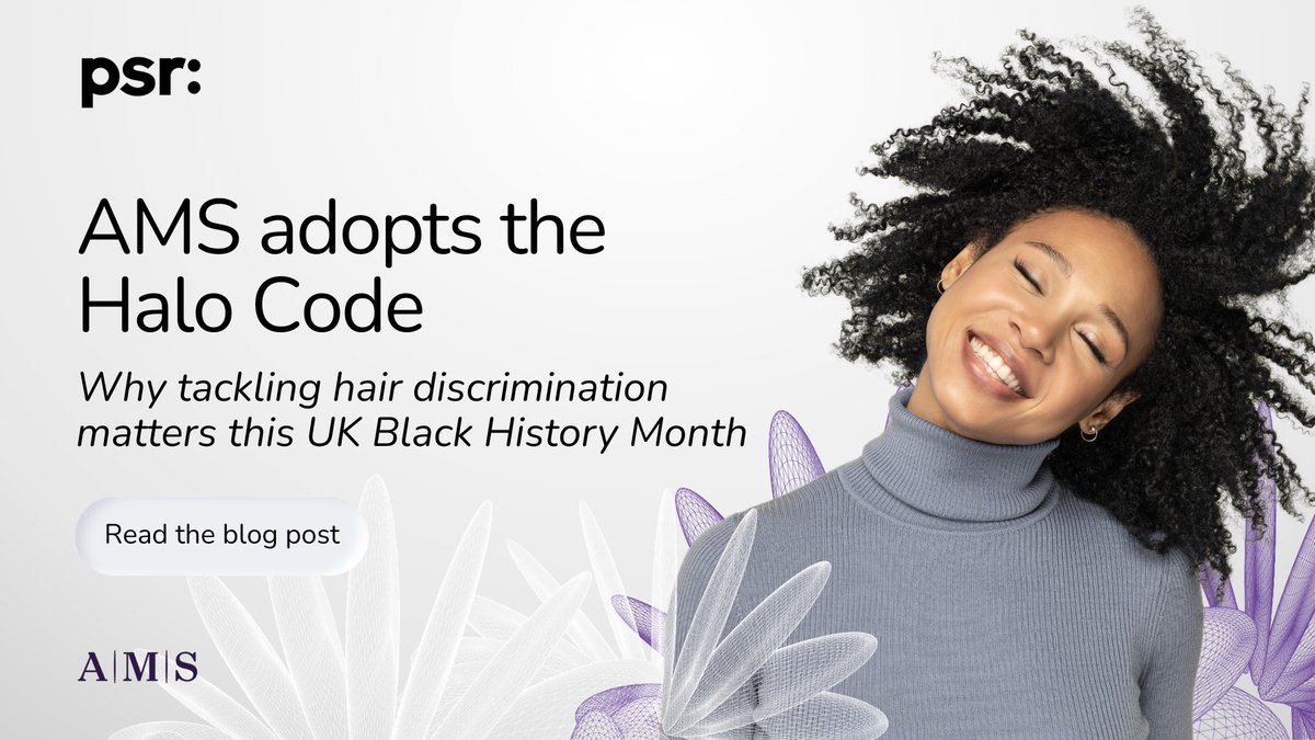 WeArePSR's tweet image. This #BlackHistoryMonth, AMS is proud to adopt the #HaloCode - a commitment to support colleagues who wear their natural hair with pride and end hair discrimination at work.
weareams.com/p/102l7a0/ams-…
#Inclusion #Equity #Diversity #WorkplaceBelonging #AMS