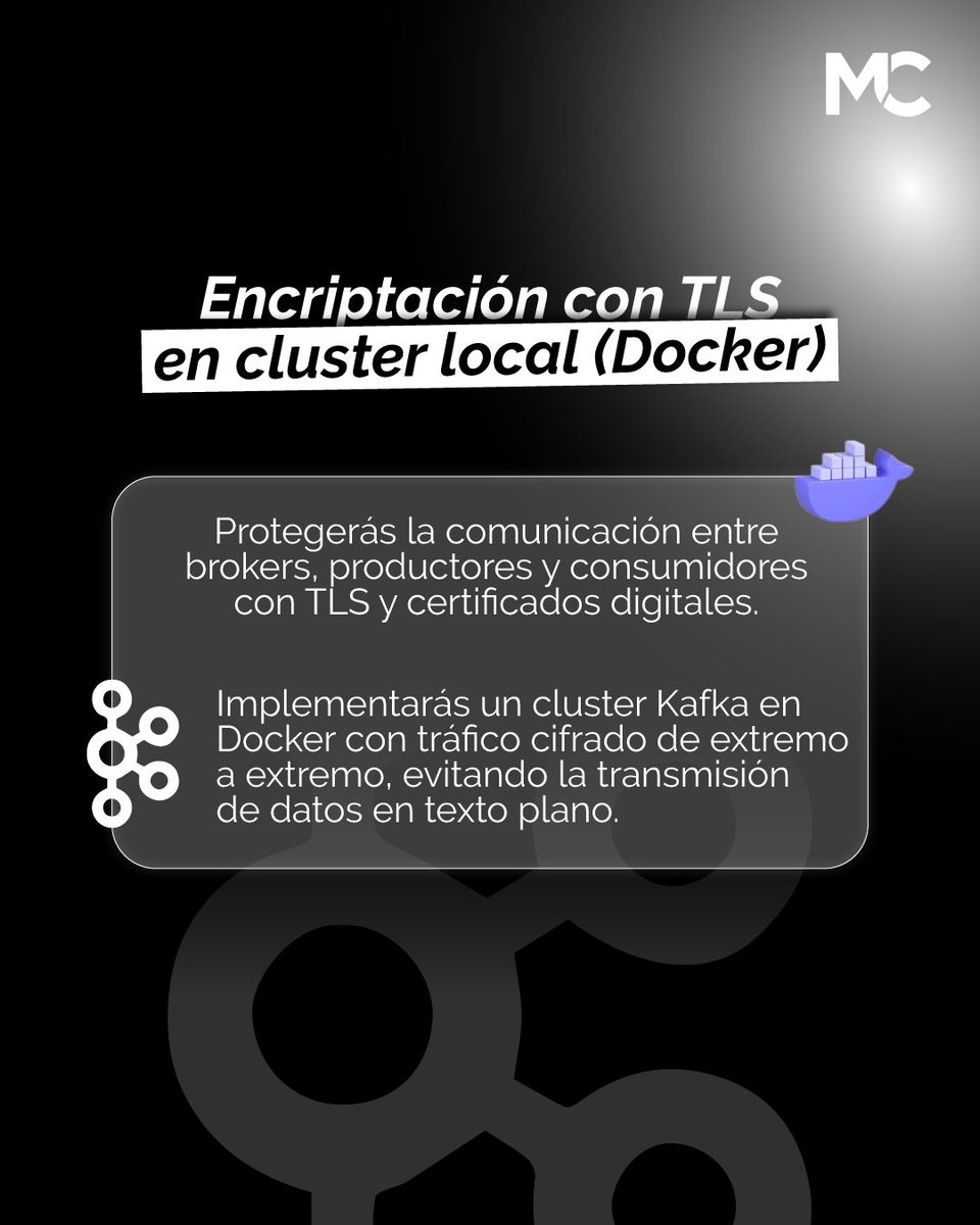 mitocode's tweet image. Seguridad en Apache Kafka 🔐. En este módulo veremos 3 puntos clave que todo developer debería aplicar para mantener su entorno seguro y estable 👨🏻💻👩🏻💻✨

🚨 ÚLTIMA EDICIÓN DEL AÑO: Kafka Java Developer
📆 Inicio: 15 de Octubre
📲 buff.ly/zM1IPSN

#mitocode #programador