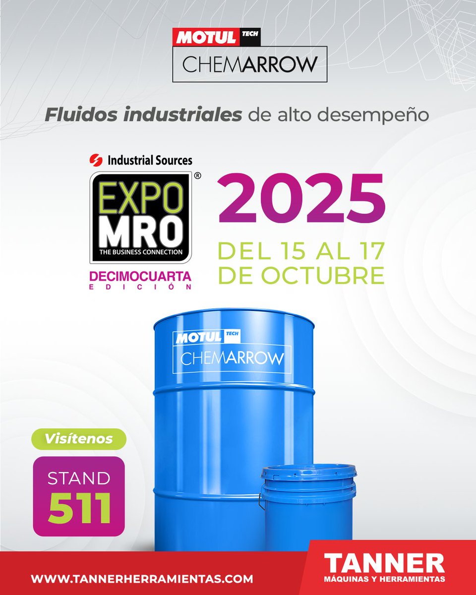 TannerMyH's tweet photo. Encuentre soluciones especializadas en fluidos de corte de ChemArrow en stand 511 solo en Expo MRO

¡Reserve su lugar ahora mismo!
https://t.co/Cu5rsVmQ0O

#ExpoMRO #CiudadJuárez #RegistroEvento #IndustriaAeroespacial #IndustriaMetalmecánica #IndustriaAutomotríz https://t.co/Ic8AlL0Yig