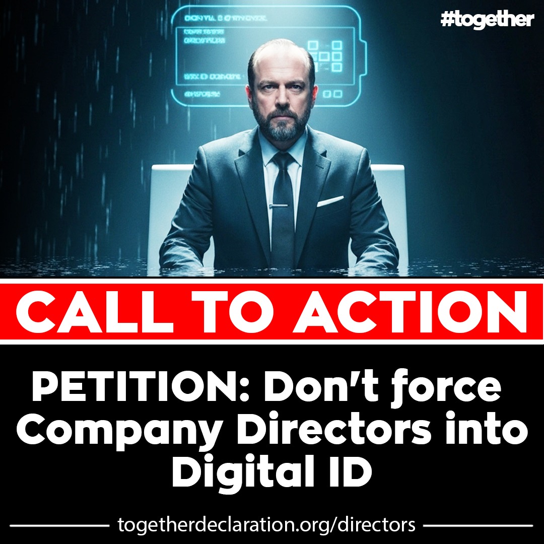 This Govt is hell-bent on forcing Digital ID on us all 

From November, they want to force up to 8 MILLION Company Directors into compulsory digital ID, via Companies House - Digital ID by the back door

Pls sign &amp; share:
togetherdeclaration.org/directors