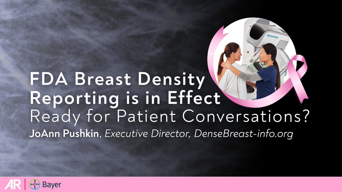 Applied_Rad's tweet image. As of September 10, 2024, all mammography facilities in the United States must inform a patient if their breasts are “dense” or “not dense” as part of thier mammography results. Are you ready to be the resource your patients needs?
🔗 bit.ly/3VUBEtZ
@Bayer…