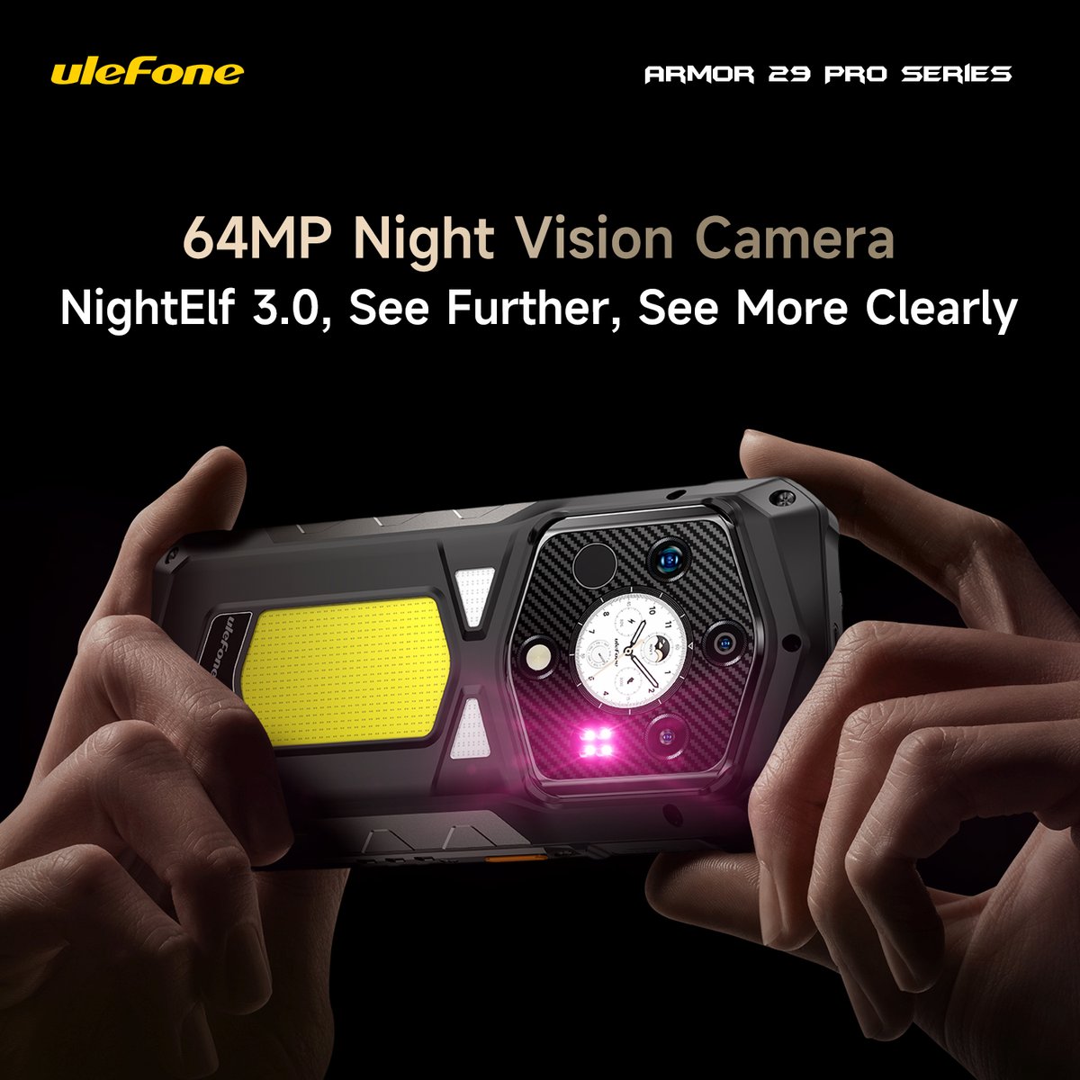 Rugged meets cutting-edge imaging. 📸
The #UlefoneArmor29Pro series packs a 50MP Samsung GN1 main camera, 64MP night vision, ultra-wide macro, and even a thermal sensor on the Thermal version! 

Learn more,
Armor 29 Pro Thermal: ulefone.com/products/armor…
Armor 29 Pro: