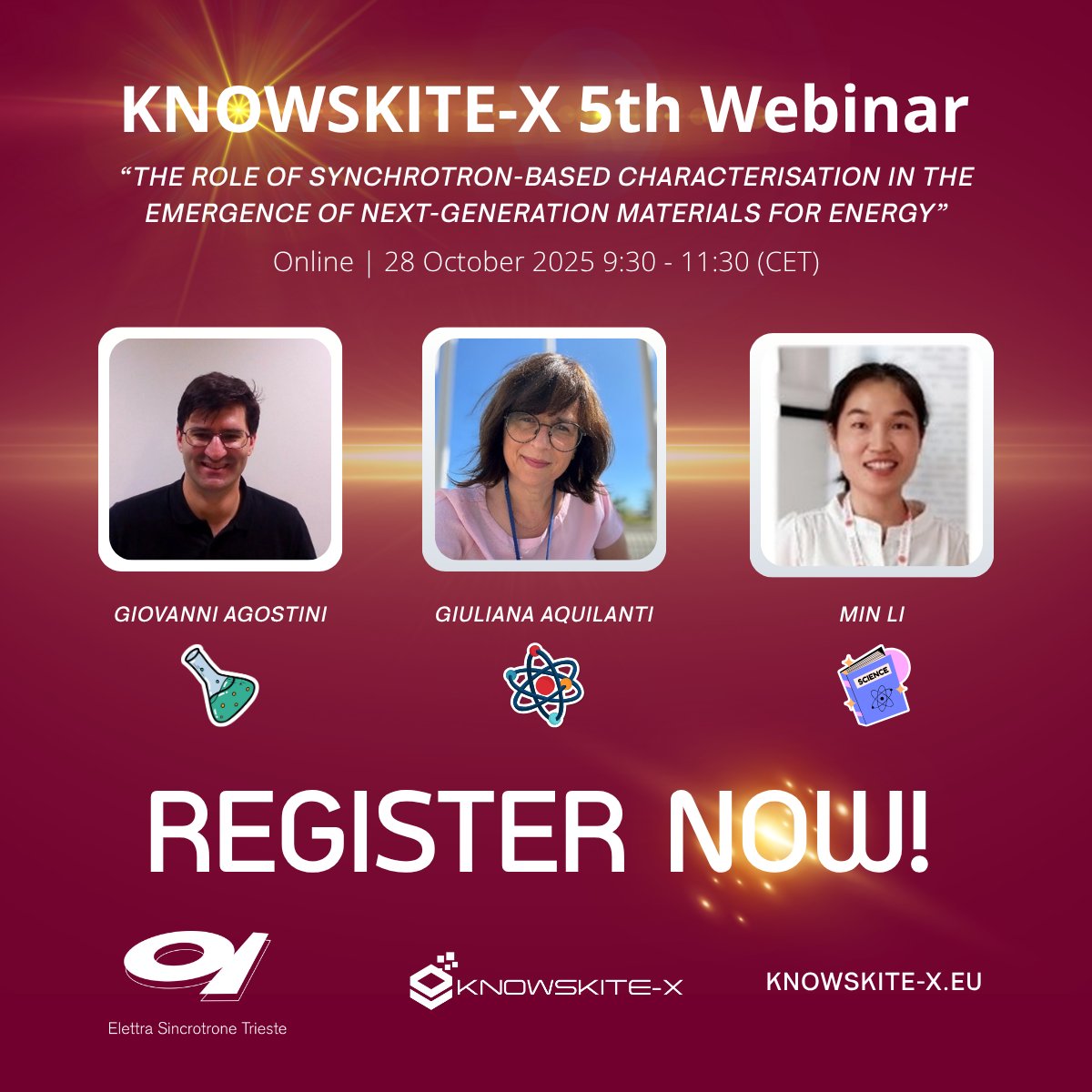 KnowskiteX's tweet image. 🔬 Synchrotron science meets energy innovation! Join the 5th KNOWSKITE-X webinar on Oct 28 🧪 🕤 09:30–11:30 CET 🎙️ Berrier, Agostini, Aquilanti, Li 👉 knowskite-x.eu/knowskite-x-5t… #HorizonEU #XAS #SOFC