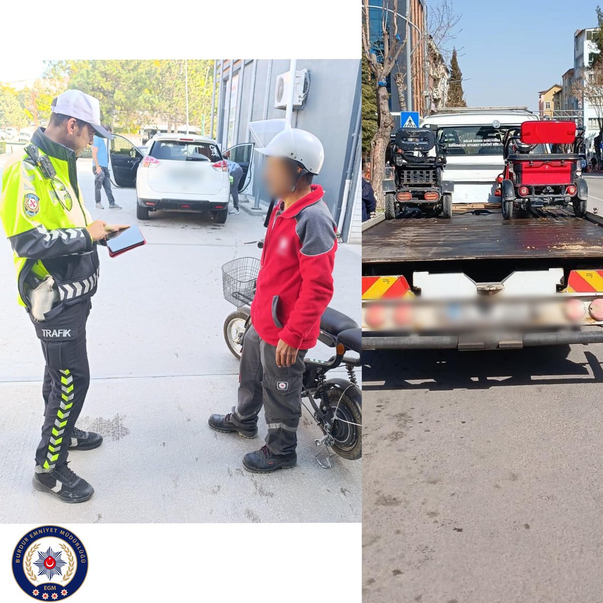 🗓️ 03–04 Ekim tarihlerinde ⤵️

İlimiz genelinde, elektrikli bisiklet ve scooterlara yönelik denetimler yapılmıştır.

🚫 Kuralları ihlal eden 53 sürücüye trafik idari para cezası uygulanmış, 8 araç trafikten men edilmiştir.

Denetimlerimiz aralıksız olarak devam edecektir ❗