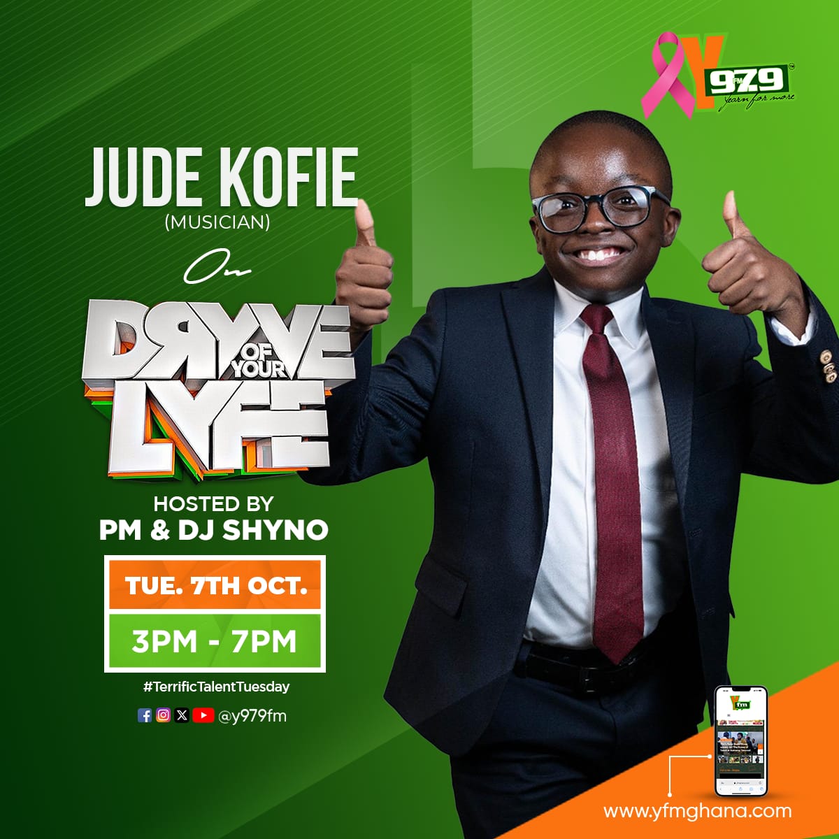 PmDePresenter's tweet photo. The wonder kid @jude_kofie is in Takoradi and he will be joining me on #TheDrYve @Y979FM. Don't miss this exclusive interview for anything. 

#TalentAmbassador 👌🏿

#MasterCommunicator #UrbanRadioBeast #DriveBoss #MadebyGod #UpnessStill #Blaklaaa 💥💥💥💥💥💥💥 https://t.co/vxzGp6maR4