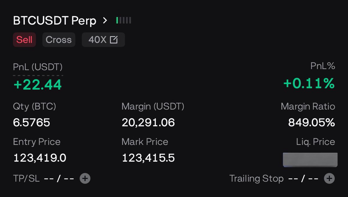 SSRT94's tweet image. Short $BTC 123400 TP 122400 SL 124100