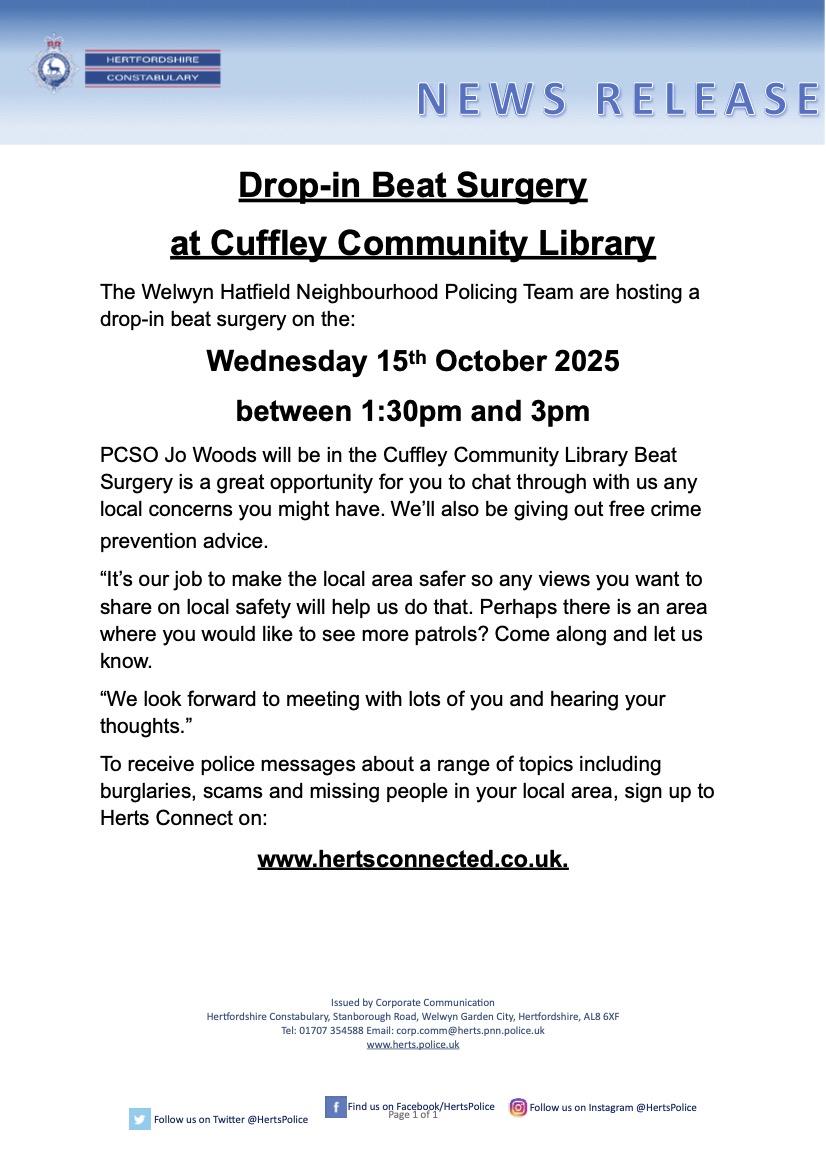 Cuffley Library tweet media