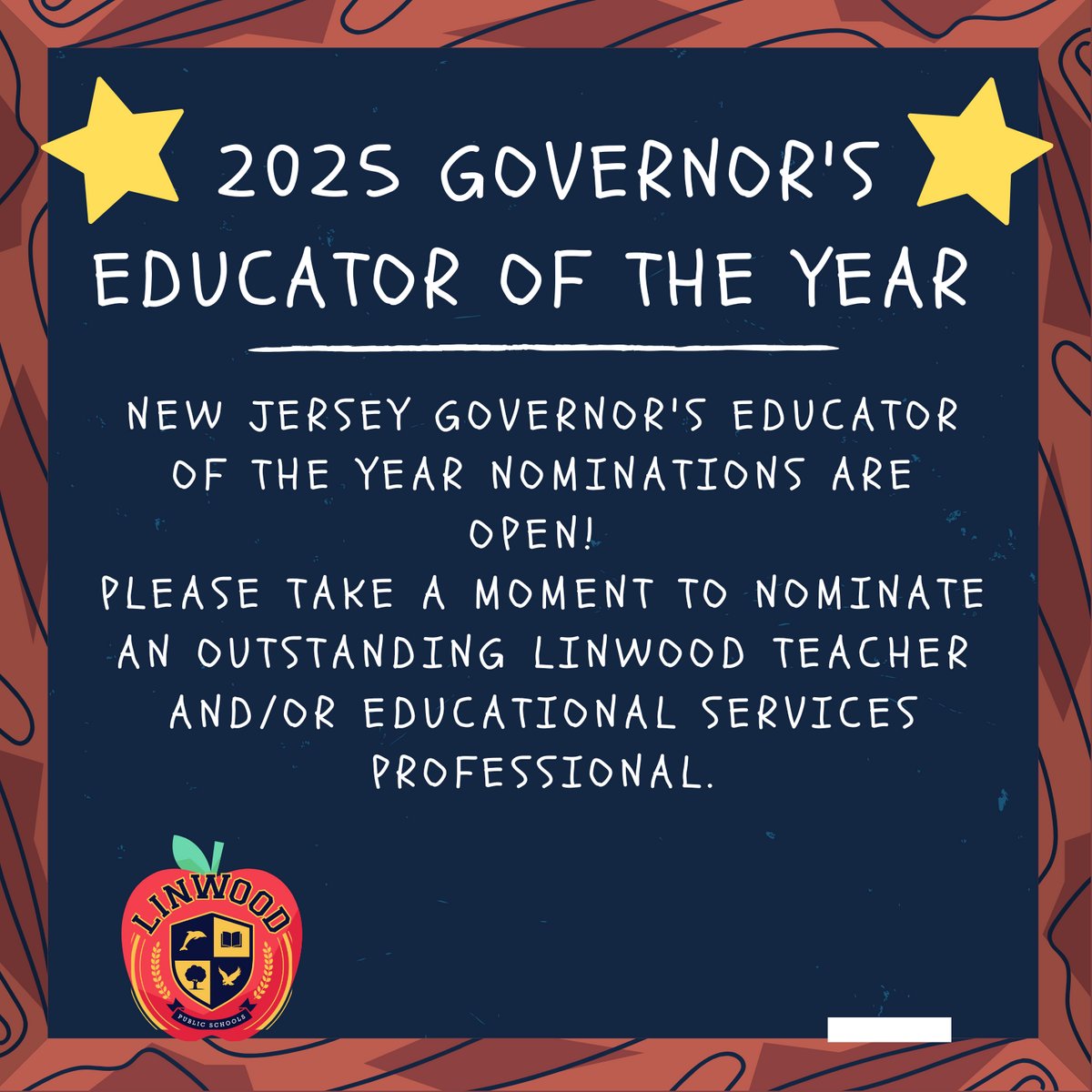 LinwoodSchools's tweet photo. 2025 Governor&amp;#39;s Educator of the Year Nominations https://t.co/LOkvuz7W2Q via @ParentSquare https://t.co/eiJZjtDRWi