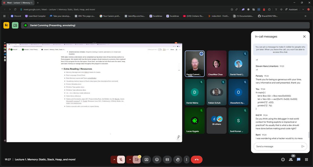 FrostbytHitsuG's tweet photo. Kicked off my Rust journey with a lecture on memory (static, stack, heap).
@rektoff_xyz
Learned how ownership and lifetimes actually tie into real memory layout
#Rust #LearningInPublic #Rektoff #Web3 #Solana https://t.co/fXhnkbDFjQ