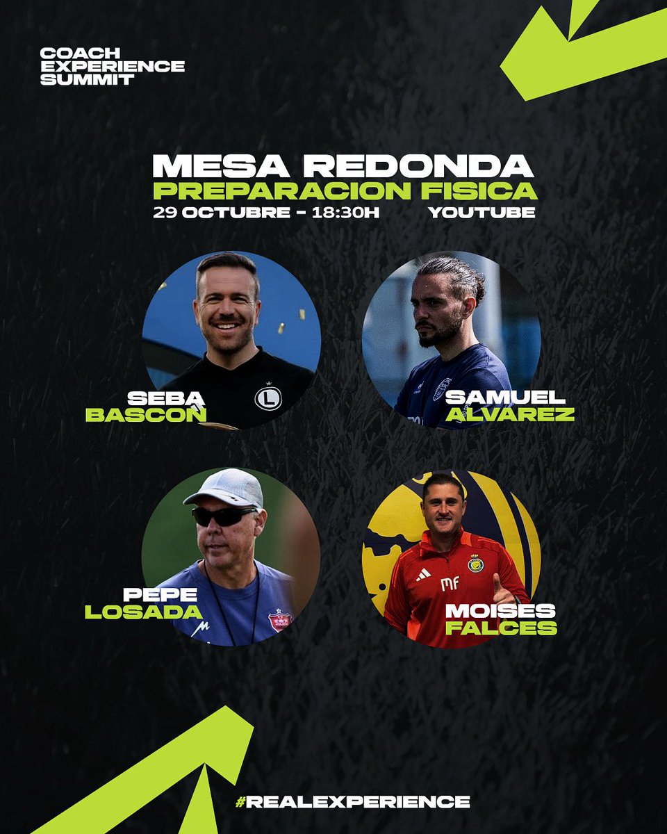 [MESA REDONDA] | “La preparación física en la evolución del fútbol actual”

📆 29 octubre | 18:30h

▪️<a href="/pplosada/">Pepe Losada</a> 
▪️<a href="/Sebalopezbascon/">Seba López</a> 
▪️<a href="/Mfalpri/">Moisés Falces Prieto</a> 
▪️ <a href="/profesac/">Profe Samuel Álvarez</a> 

🎙️ <a href="/josedavidlopez_/">José David López</a> 

🔗 Acceso anticipado gratis: forms.gle/xZcTh1YEt7Lx84…