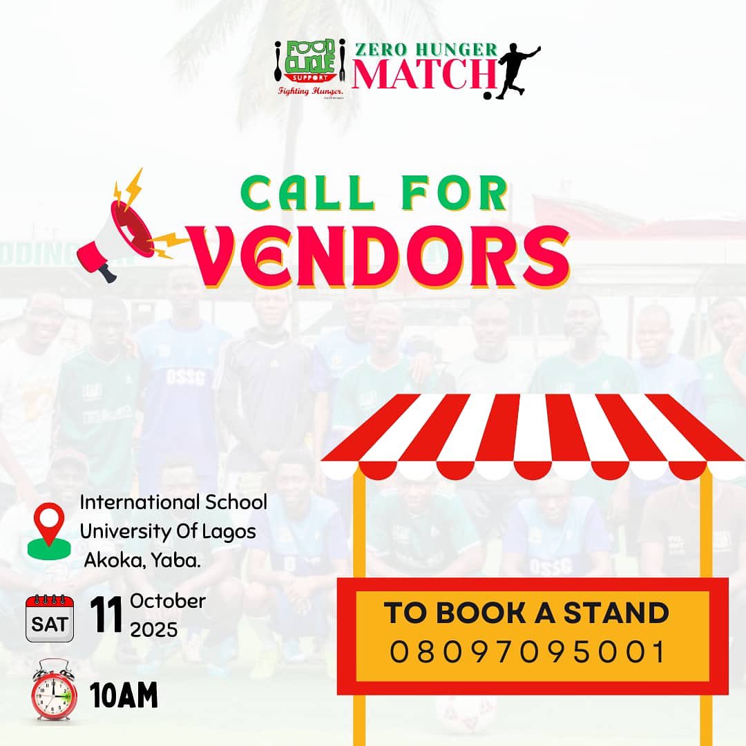 📢 ATTENTION, FOODCLIQUE ZERO HUNGER HEROES! 📢
As we gear up for the highly anticipated Zero Hunger Match on Saturday, October 11, 2025, at the International School, University of Lagos, Akoka, Yaba, we're kicking things into high gear!
This year, we're not just playing for a