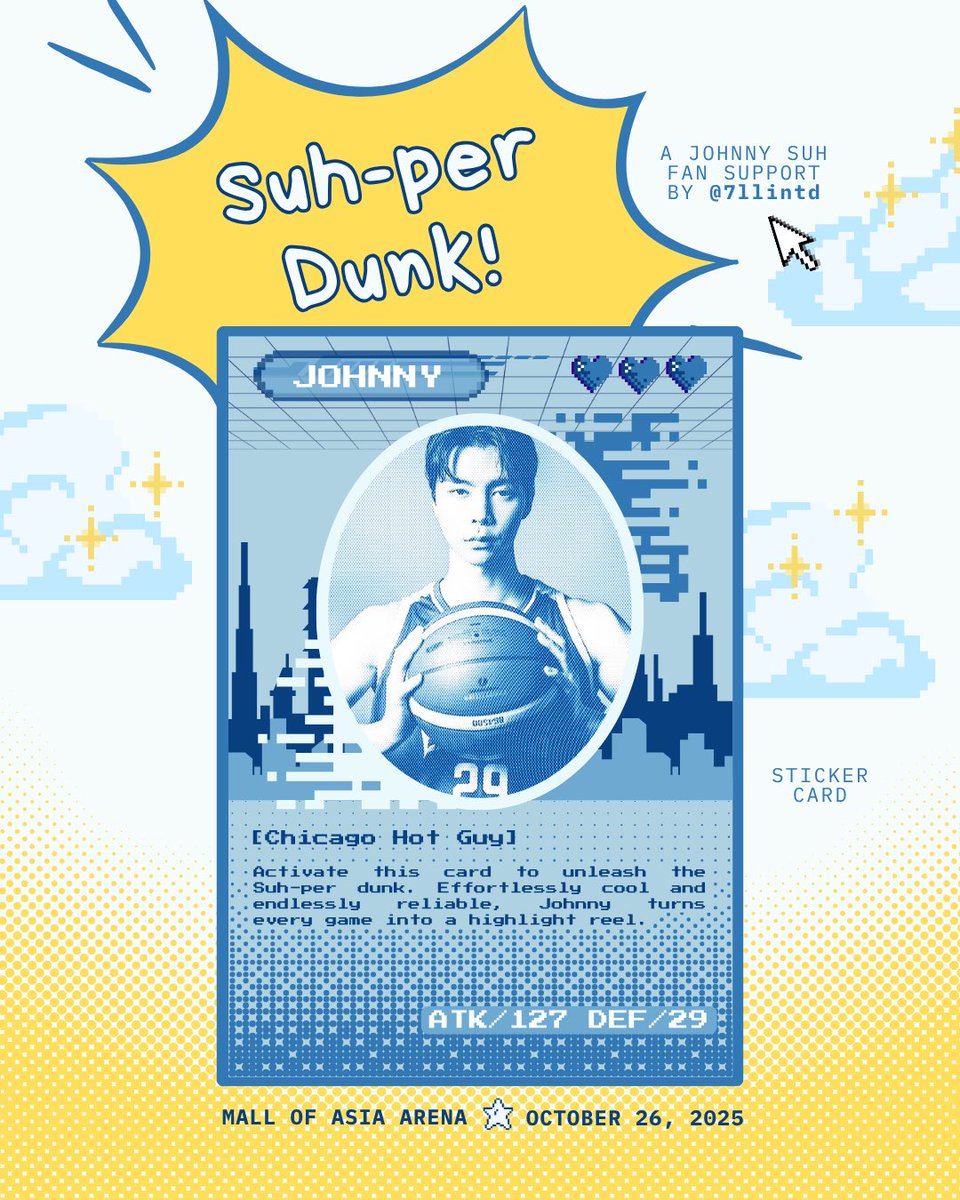 7llintd's tweet photo. 🏀⛹️‍♂️ Suh-per Dunk!
— a #JOHNNYSUH fan support for #BENCHShootOfAsia 

🗓️ oct 26, sun
📍 loc + time TBA

rt and show this tweet on d-day ⭐️
#JOHNNY #DunkItJohnnySuh https://t.co/BlZUuaFIky