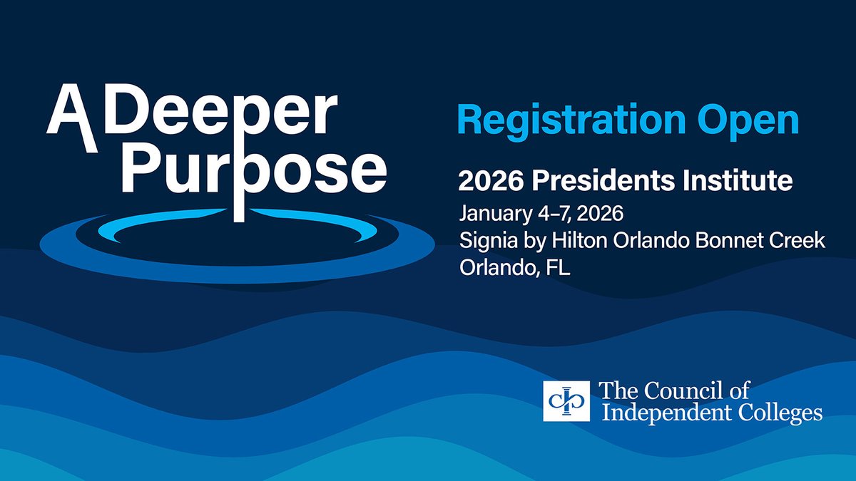 How will you strengthen your institution in 2026? Join fellow higher education leaders at CIC’s 2026 Presidents Institute in Orlando. 

Secure your spot by December 1: cic.edu/event/2026-pre…

#CICpresidents2026