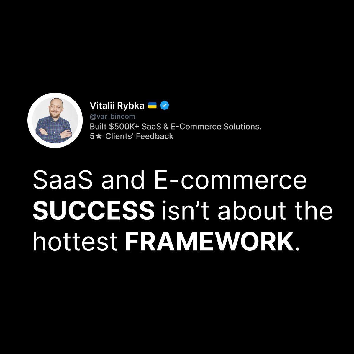 var_bincom's tweet image. SaaS and E-commerce success isn't about the hottest framework.
Every few months, a new "game-changing" framework trends on X or Reddit. Founders start asking their teams:
๐งถ
#SaaS #Ecommerce #SoftwareDevelopment #SoftwareEngineering #startup #businesstips