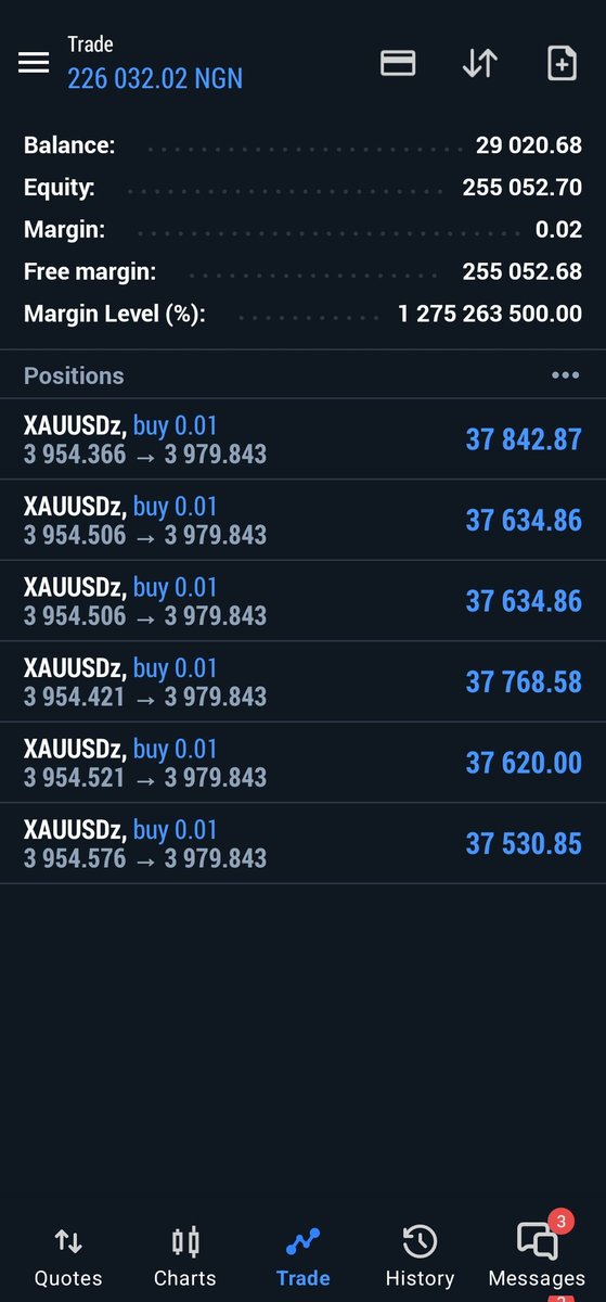 Thissstyrex's tweet image. Little Risk. 
@1rileyy  @_PRIEST2  @maestro_135 

You people should come oo😂😂

I hear say once you post gold trade e go reverse.