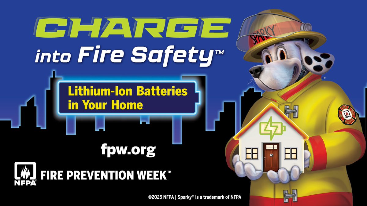 🔥 Fire Prevention Week 2025 🔥

The MBVFD recognizes this year's Fire Prevention Week theme “Charge into Fire Safety: Lithium-Ion Batteries in Your Home”. 

Visit FPW.com for information on safe purchasing, charging, and disposal of lithium-ion batteries.