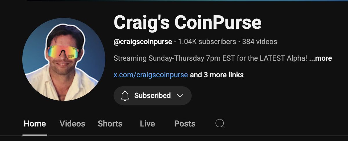 Big shoutout to my <a href="/gccryptotv/">GC Crypto</a> co-host <a href="/craigscoinpurse/">craigscoinpurse</a> for reaching 1k subs on Youtube!!!

Huge achievement! 

Go sub now if you haven't: youtube.com/@craigscoinpur…