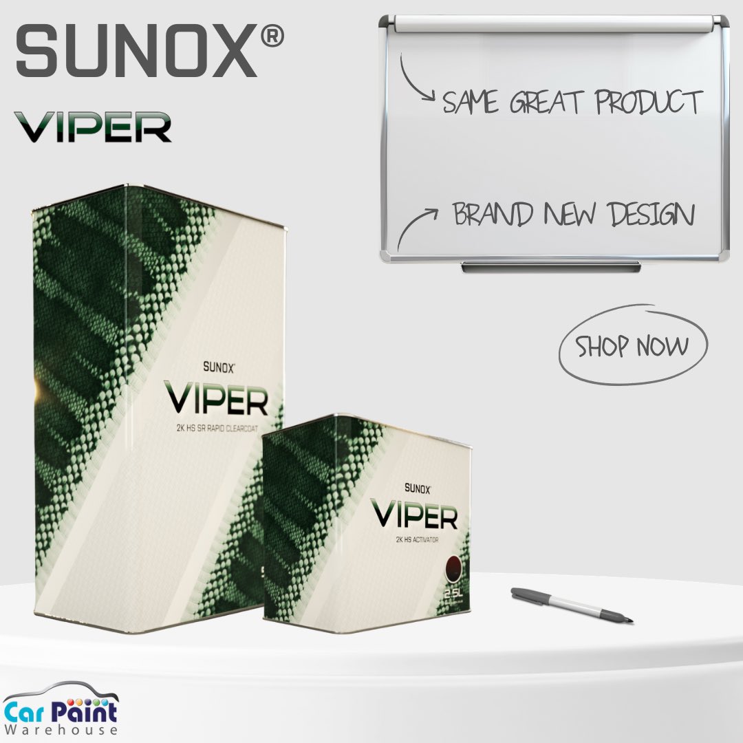🐍 New look - Same bite

The SUNOX® VIPER 2K HS SR Rapid Clearcoat is back with bold new packaging, same trusted performance, faster results, flawless finish.

💨 Fast-drying
✨ High gloss

🛒 Shop now at carpaintwarehouse.co.uk

#CPW #SUNOX #VIPER #BodyshopSupplies #Refinish
