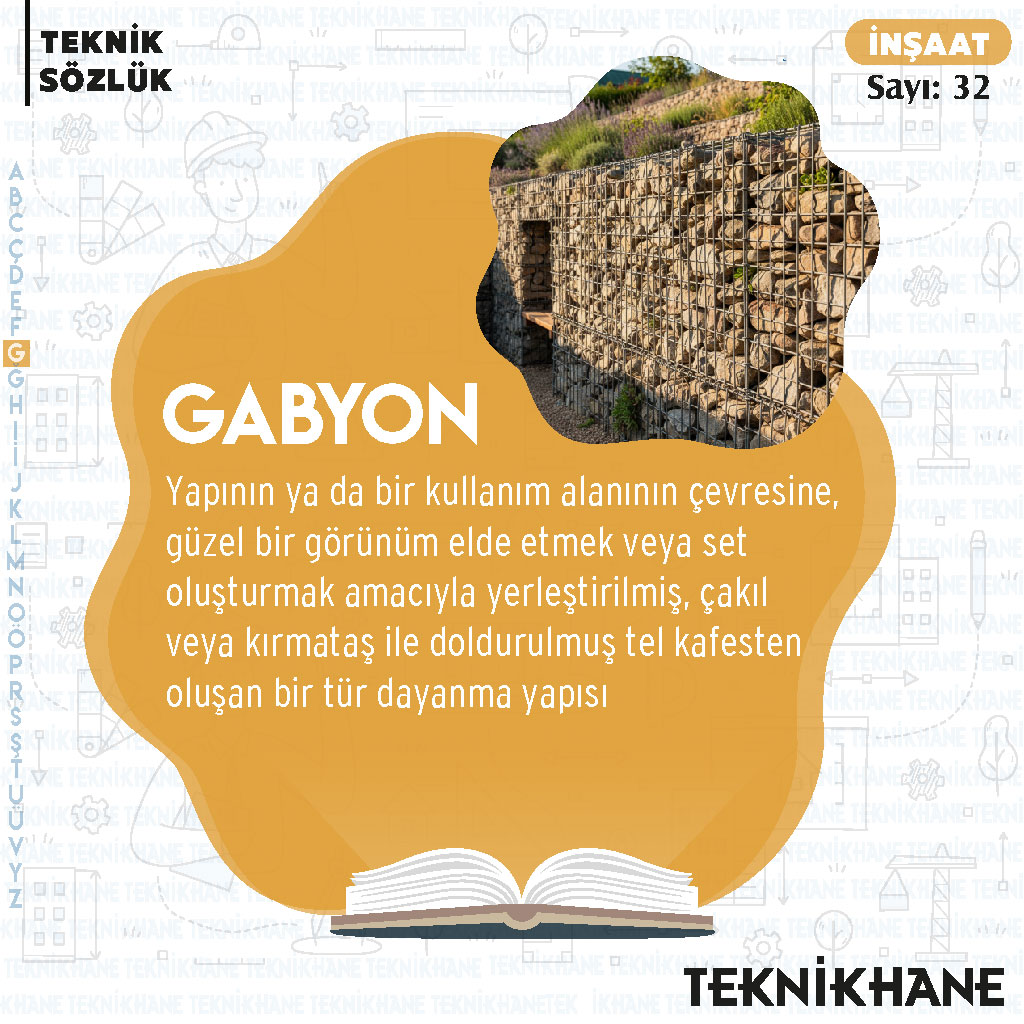 Teknikhane Teknik Sözlük

Haftanın Terimi: Gabyon

#Teknikhane #TeknikSözlük #HaftanınTerimi #inşaat #gabyon