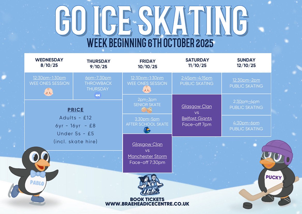 ❄️⛸️ 𝑮𝒐 𝑰𝒄𝒆 𝑺𝒌𝒂𝒕𝒊𝒏𝒈 𝒂𝒕 𝑩𝒓𝒂𝒆𝒉𝒆𝒂𝒅 𝑰𝒄𝒆 𝑪𝒆𝒏𝒕𝒓𝒆 ⛸️❄️

Looking for a cool day out? Check out this weeks ice skating schedule 👇

From Wee Ones sessions and Throwback Thursdays, to Senior Skates, and Public Skating—there’s plenty of sessions for everyone