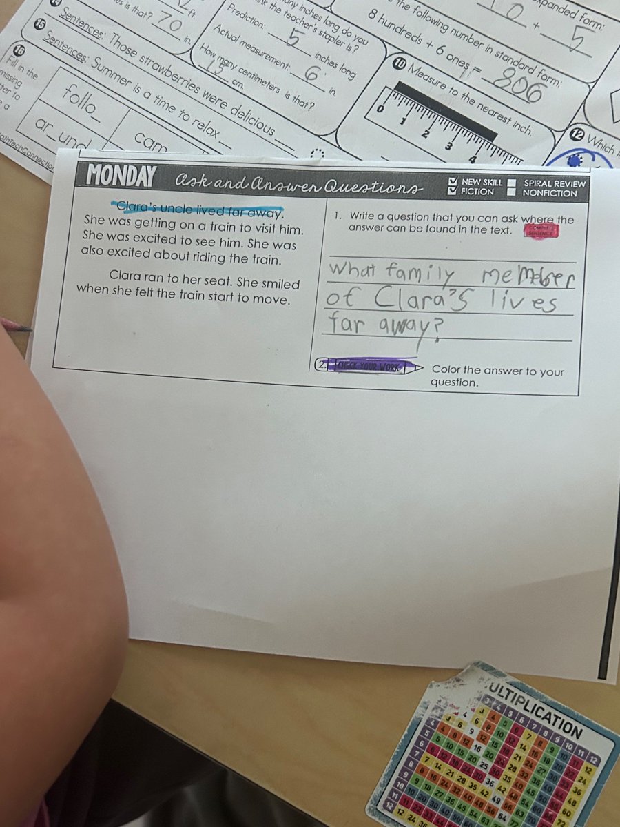 DinaFouser's tweet photo. 3rd graders @WMClaraBarton  shine in ELA! 📚 After reading a passage, they’re crafting their own questions and highlighting evidence to spark discussion and deepen understanding. Critical thinking skills unlocked! 🧠✨@WestMifflinArea https://t.co/GrpFidFUK1