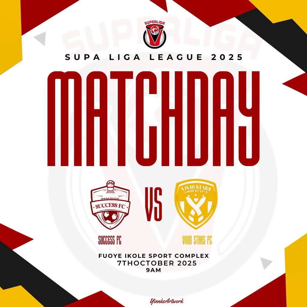 It was a battle of passion and grit this morning at the FUOYE Ikole Sports Complex as Vivid Stars FC held Success FC to a thrilling draw! 

Every minute was a fight, every play was a statement and what a match! 🔥✨ #VividStarsFC #SupaLiga #MatchdayVibes #TeamSpirit #Fuoye