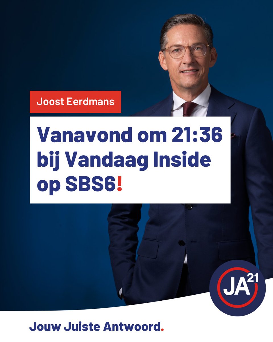Vanavond zit Joost <a href="/Eerdmans/">Joost Eerdmans</a> bij de heren van <a href="/vandaaginside/">Vandaag Inside</a>!

Kijk mee!
📺 SBS6
🕥 21:36