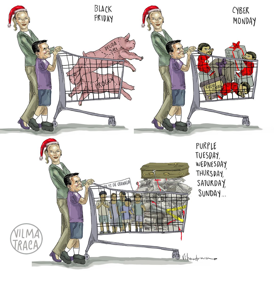 #BlackFriday #CyberMonday #CartonNoboa #ParoNacional2025 #Ecuador #Vilmatraca