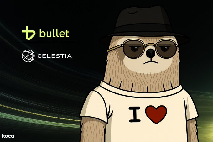 Bullet.xyz sloth mascot with Celestia logo