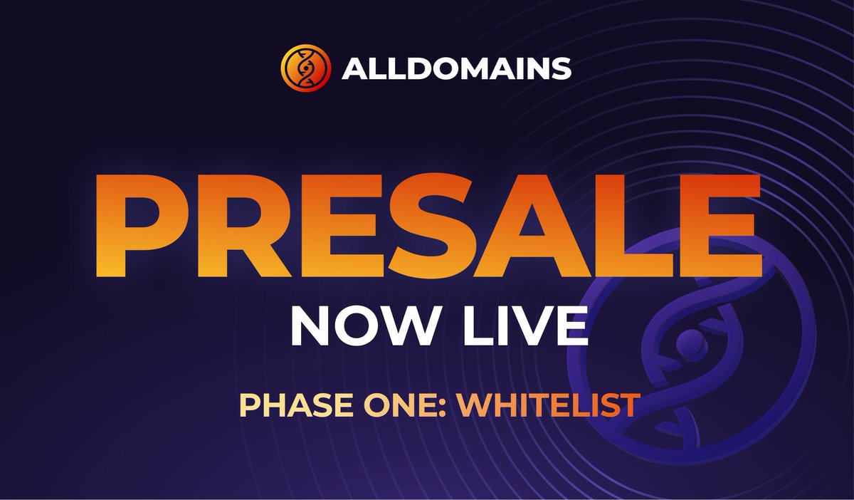 Presale is now live
launch.alldomains.foundation

Phase 1: Whitelist 
Duration: 60 minutes