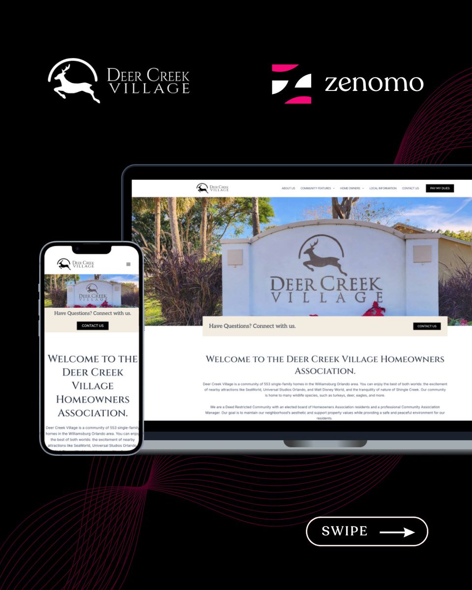 ZenomoStudio's tweet image. Deer Creek Village is a vibrant home owners association in Orlando. 

 We designed their website to highlight amenities, share events, and communicate their mission with residents. 

🚀 Need a clear, functional website for your community? 

#CommunityWebsite  #DigitalSolutions