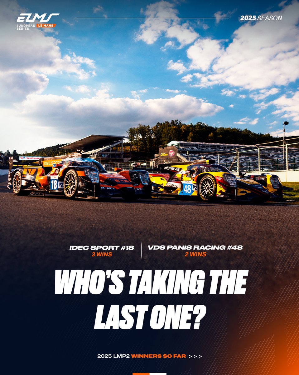 European Le Mans Series (@europeanlms) on Twitter photo 3 for <a href="/IDECSportRacing/">IDEC SPORT Racing</a> ⚔️ 2 for <a href="/vdSPanisRacing/">vdS Panis Racing</a>. Who’s taking the last win and the title?
All the LMP2 grid will chase the last victory of the season in Portugal, but for IDEC Sport and VDS Panis Racing, it will mean more than ever. The winner will take it all.
Who are you 3 for <a href="/IDECSportRacing/">IDEC SPORT Racing</a> ⚔️ 2 for <a href="/vdSPanisRacing/">vdS Panis Racing</a>. Who’s taking the last win and the title?
All the LMP2 grid will chase the last victory of the season in Portugal, but for IDEC Sport and VDS Panis Racing, it will mean more than ever. The winner will take it all.
Who are you