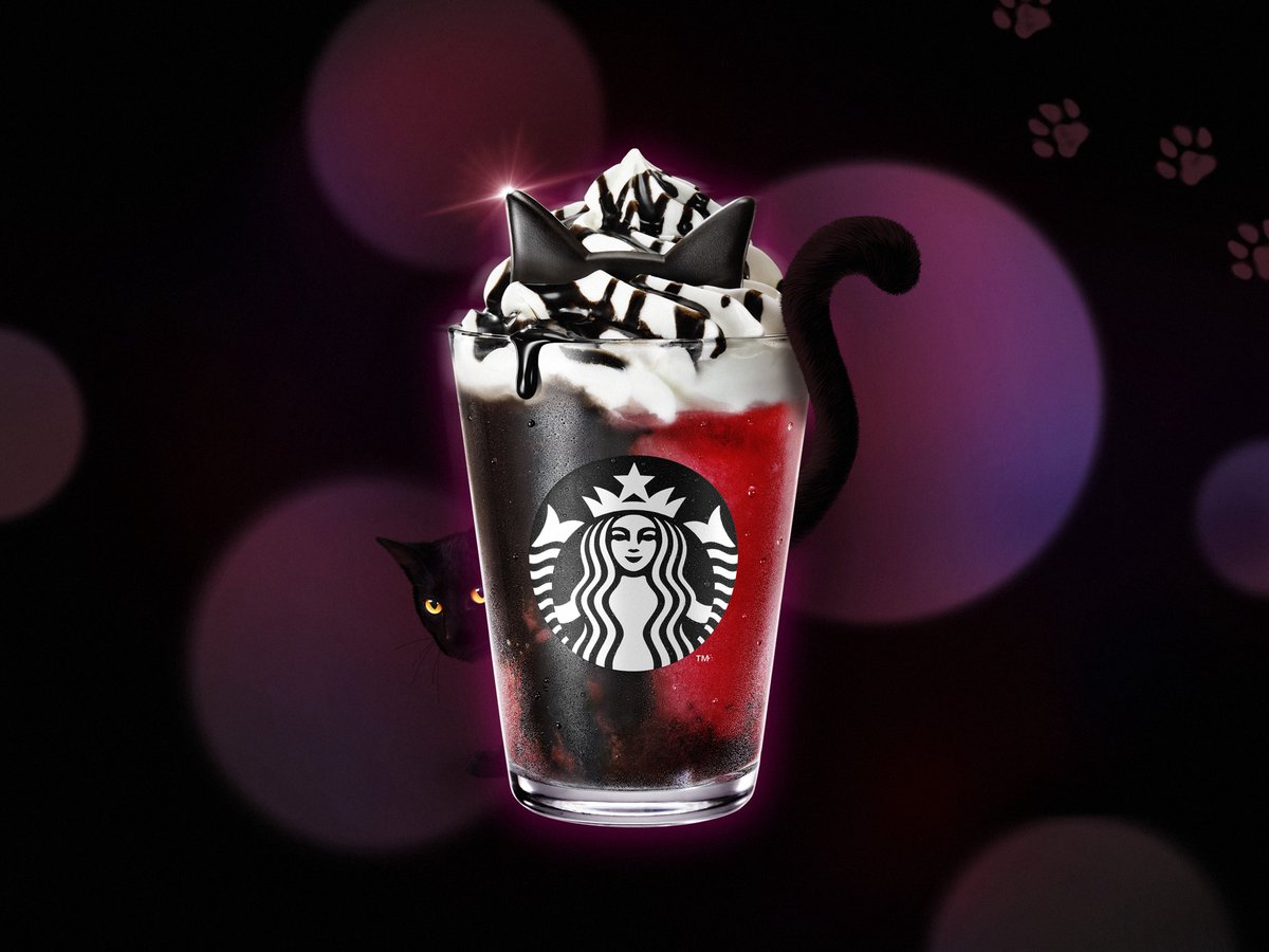 bb_anna's tweet photo. 今日すごく寒くて本当の秋が来たな〜と思ってたけど、寒くても、これは飲まなければならない。アサイーベリーフラペチーノだとぅ？絶対に飲む。(猫ちゃんもかわいい) https://t.co/EKGBON64OF