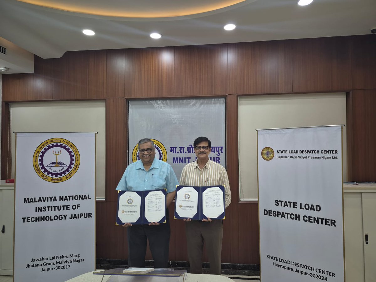 NIT_Jaipur's tweet image. @NIT_Jaipur 𝐬𝐢𝐠𝐧𝐞𝐝 a #𝐌𝐨𝐔 with the 𝐒𝐭𝐚𝐭𝐞 𝐋𝐨𝐚𝐝 𝐃𝐞𝐬𝐩𝐚𝐭𝐜𝐡 𝐂𝐞𝐧𝐭𝐫𝐞, 𝐨𝐩𝐞𝐫𝐚𝐭𝐞𝐝 𝐛𝐲 𝐑𝐚𝐣𝐚𝐬𝐭𝐡𝐚𝐧 𝐑𝐚𝐣𝐲𝐚 𝐕𝐢𝐝𝐲𝐮𝐭 𝐏𝐫𝐚𝐬𝐚𝐫𝐚𝐧 𝐍𝐢𝐠𝐚𝐦 𝐋𝐢𝐦𝐢𝐭𝐞𝐝 on 07-10-2025. This collaboration aims to promote knowledge sharing,