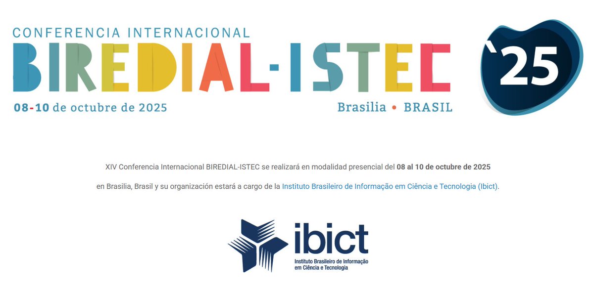 ¡BRASILIA! Es la XIV edición de la conferencia y la tercera que se realiza en Brasil, esta vez con la organización local a cargo del <a href="/IBICTbr/">Ibict</a> #biredial25 #cienciaabierta #openscience