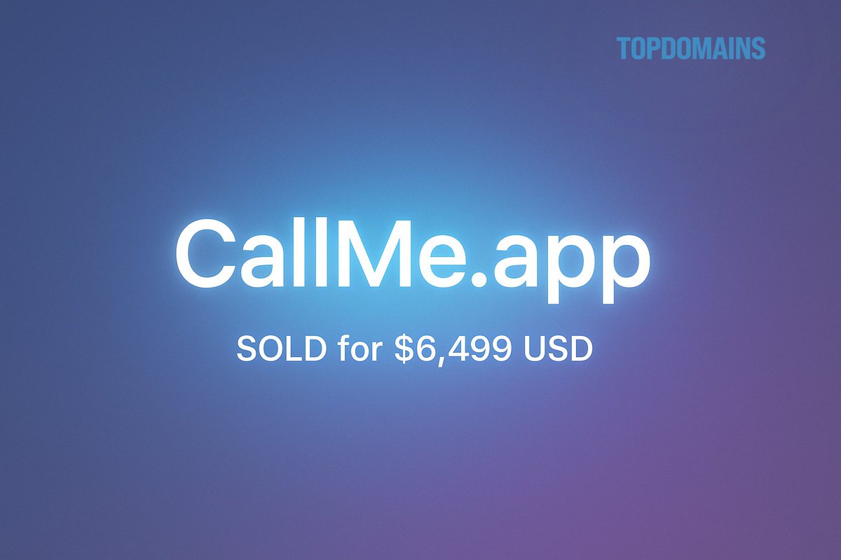 SOLD

.APP domains in ~$13,000:

$6,499 Offset​.app <a href="/afternic/">Afternic</a>
$6,499 CallMe​.app

Congrats to the buyers!

If you missed our big .APP post from September – featuring six figures in sales – you can find it here: x​.com/XTopDomains/status/1965060633990475950