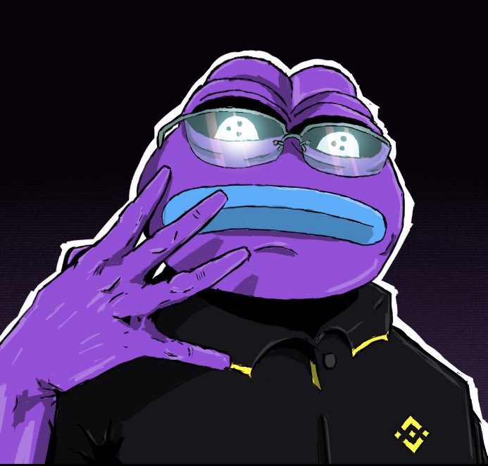 代表加密领域 alpha 的紫色 Pepe 青蛙表情包