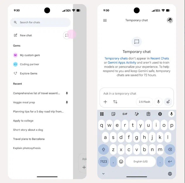 MakeTechEasier's tweet image. For one-off questions where you prefer Gemini not to store anything, use the Temporary Chat. It’s like an incognito mode for Gemini. 

👉 Google Gemini Will Soon Remember Your Old Chats: Here’s How to Stop It

lttr.ai/AjkYf

#EasyGuide #AiChats
