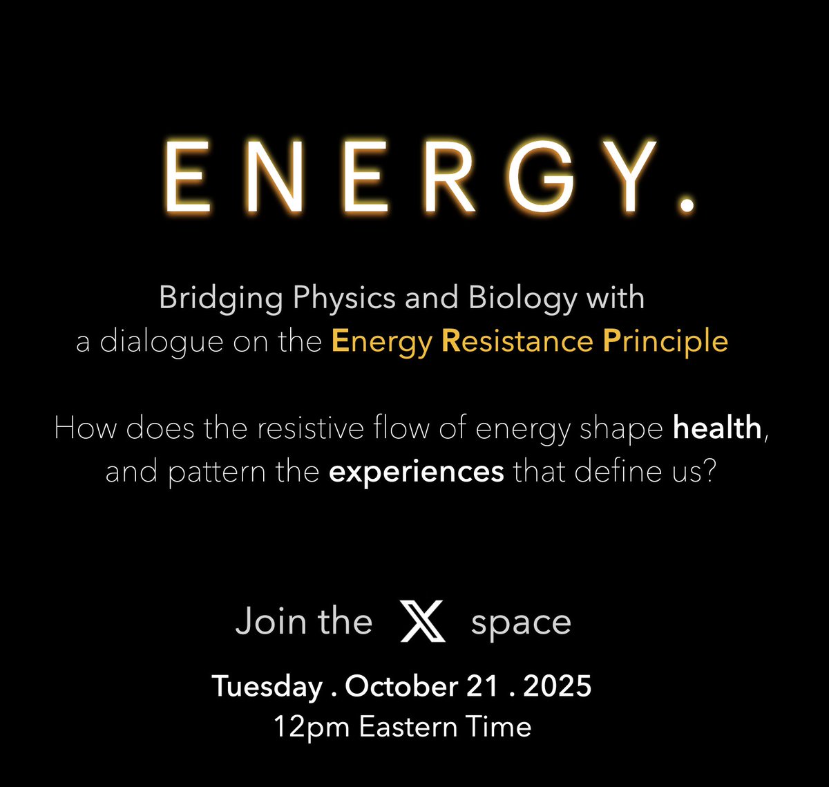 MitoPsychoBio's tweet image. Upcoming Space on the Energy Resistance Principle
@msahsorin and I would love to hear your questions, thoughts, and see what emerges from this dialogue across the physics of energy and the biology of health
Set a reminder with this link: