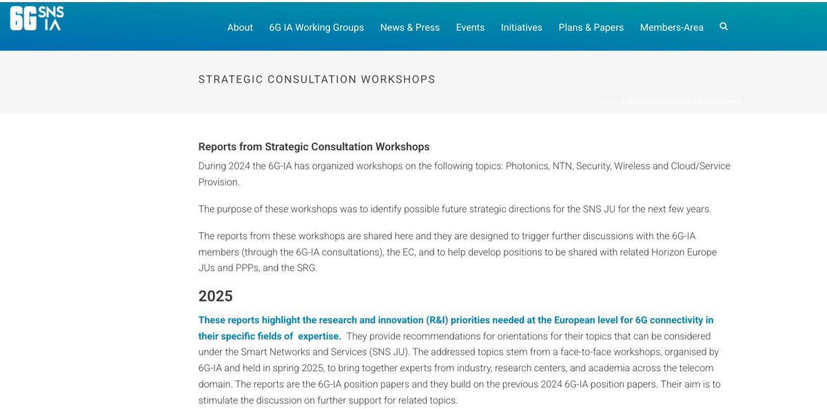 6G-IA released the report on the 2025 “NON TERRESTRIAL NETWORKS (NTN) IN 6G” workshop, now available - alongside other reports on the Strategic Consultation Workshops series at:
6g-ia.eu/strategic-cons…

<a href="/6G_SNS/">SNS JU</a> <a href="/connectivityEU/">Connectivity EU 🇪🇺</a> #5G #6G #SatCom #NTN #Innovation #Connectivity